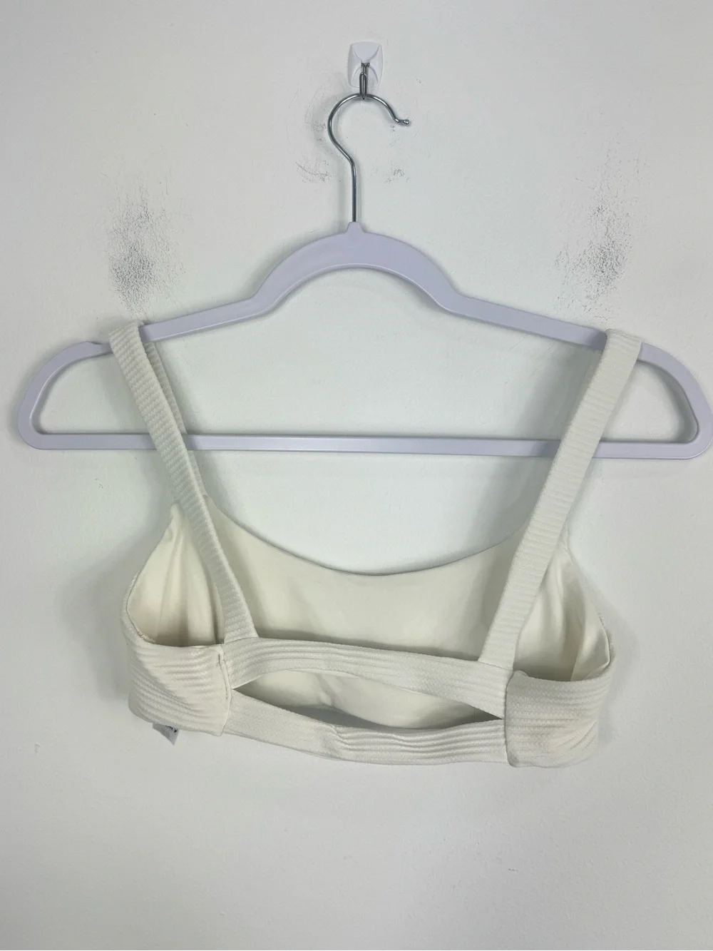 LSPACE Jess Bikini Top White Size M Ribbed Triangle Swim Top